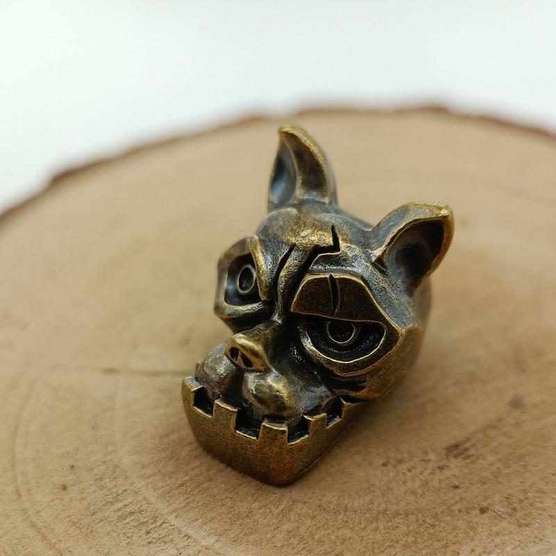 Edc Everyday Carry Knives - Bulldog Head Brass Knife Bead EDC