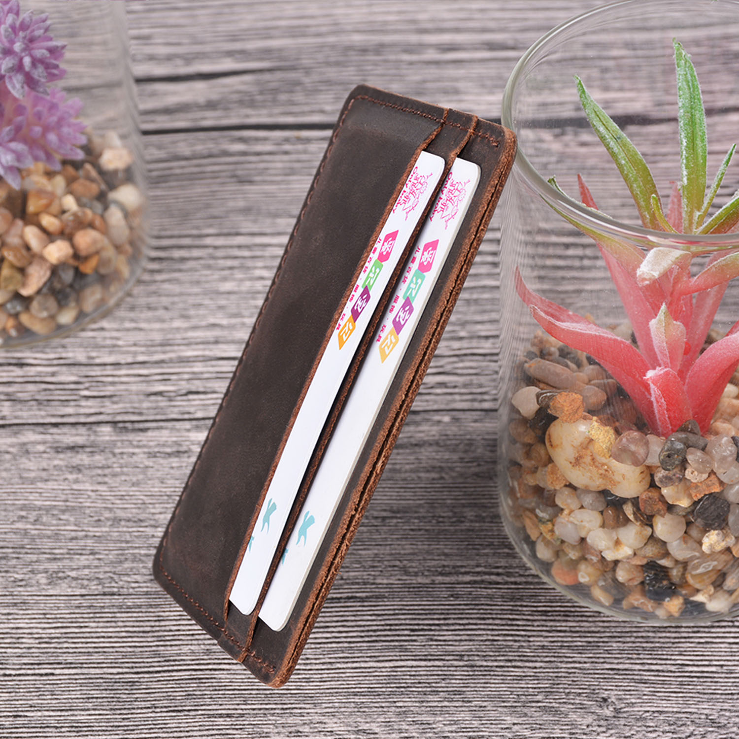 Money Clip Magnetic - Handcrafted Vintage Unisex Mini Card Wallet